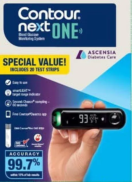 The CONTOUR NEXT ONE Blood Glucose Monitoring System All-in-One Kit for Diabetes