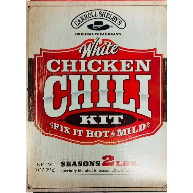 Carroll Shelby's Original Texas Brand White Chicken Chili Kit 3oz Box (Pack of 3)