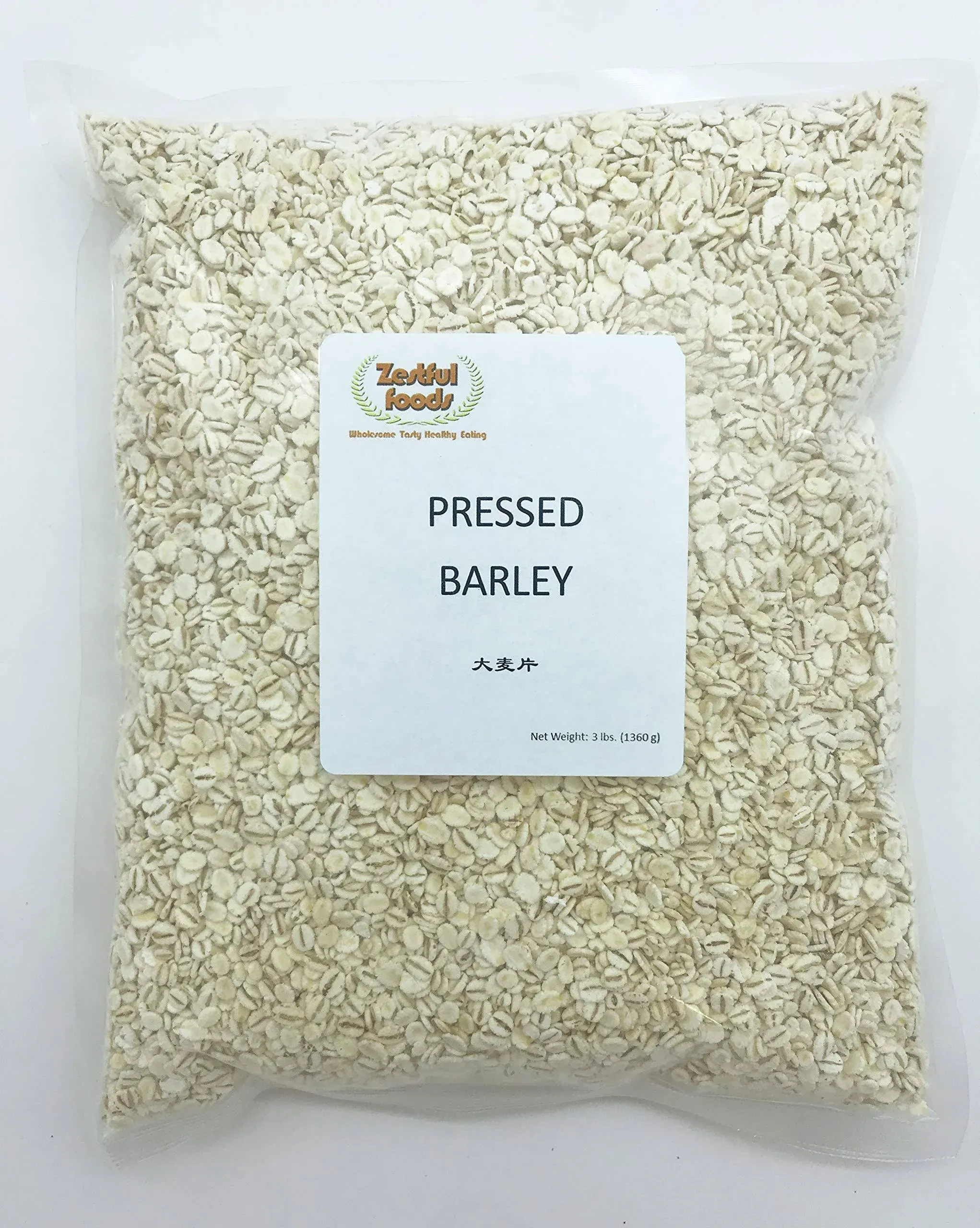 Zestful Foods Whole Grain Rolled Barley, Pressed Barley, 3 Pounds, grown in the USA