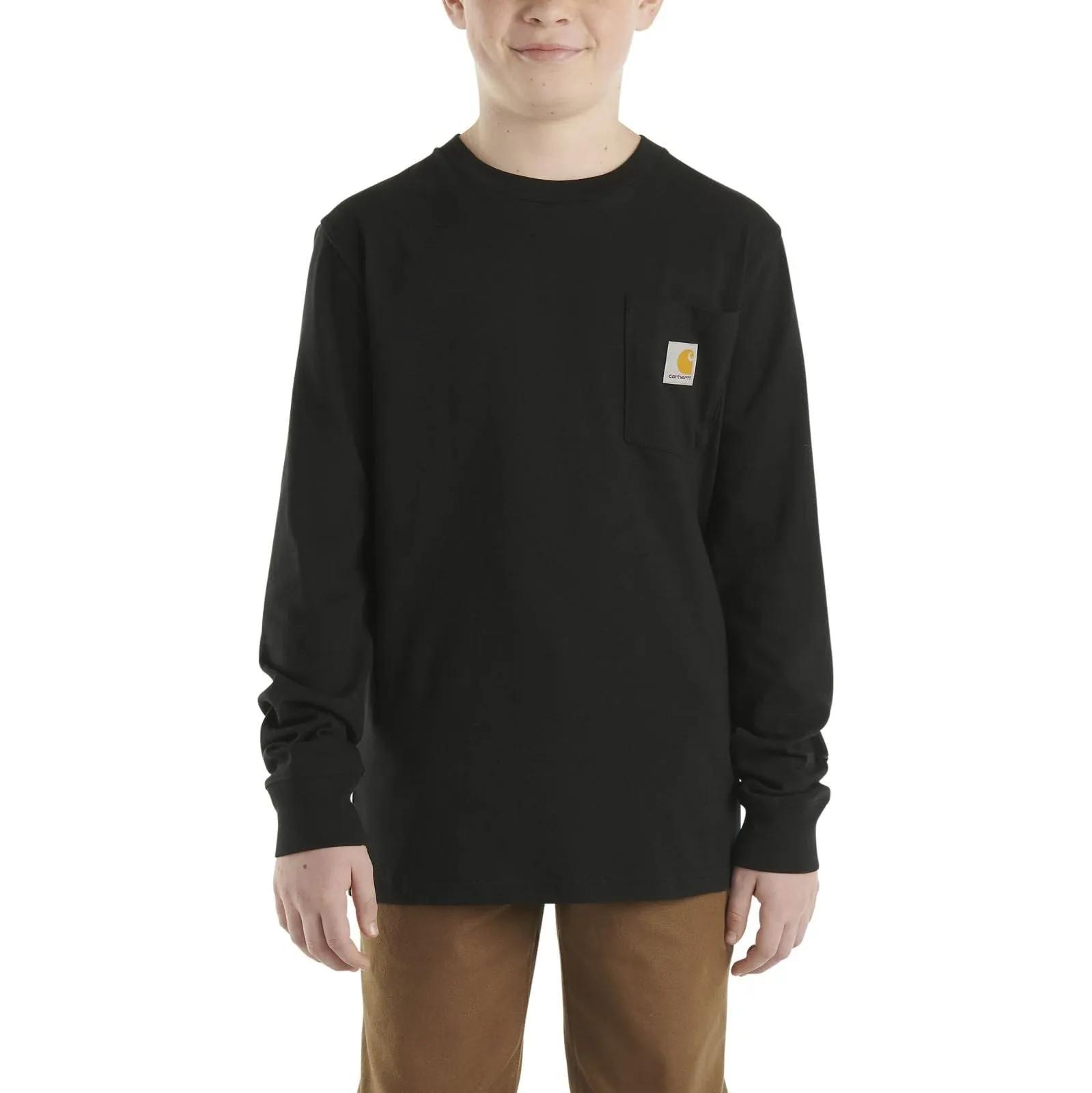 Carhartt Boys' Chest Pocket Logo Graphic Long Sleeve T-Shirt