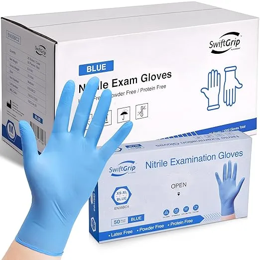 SwiftGrip Disposable Nitrile Exam Gloves, 3-mil, Blue, Nitrile Gloves Disposable ...