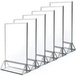 NIUBEE 6Pack 4x6 Clear Acrylic Sign Holder with Sliver Borders and Vertical Stan