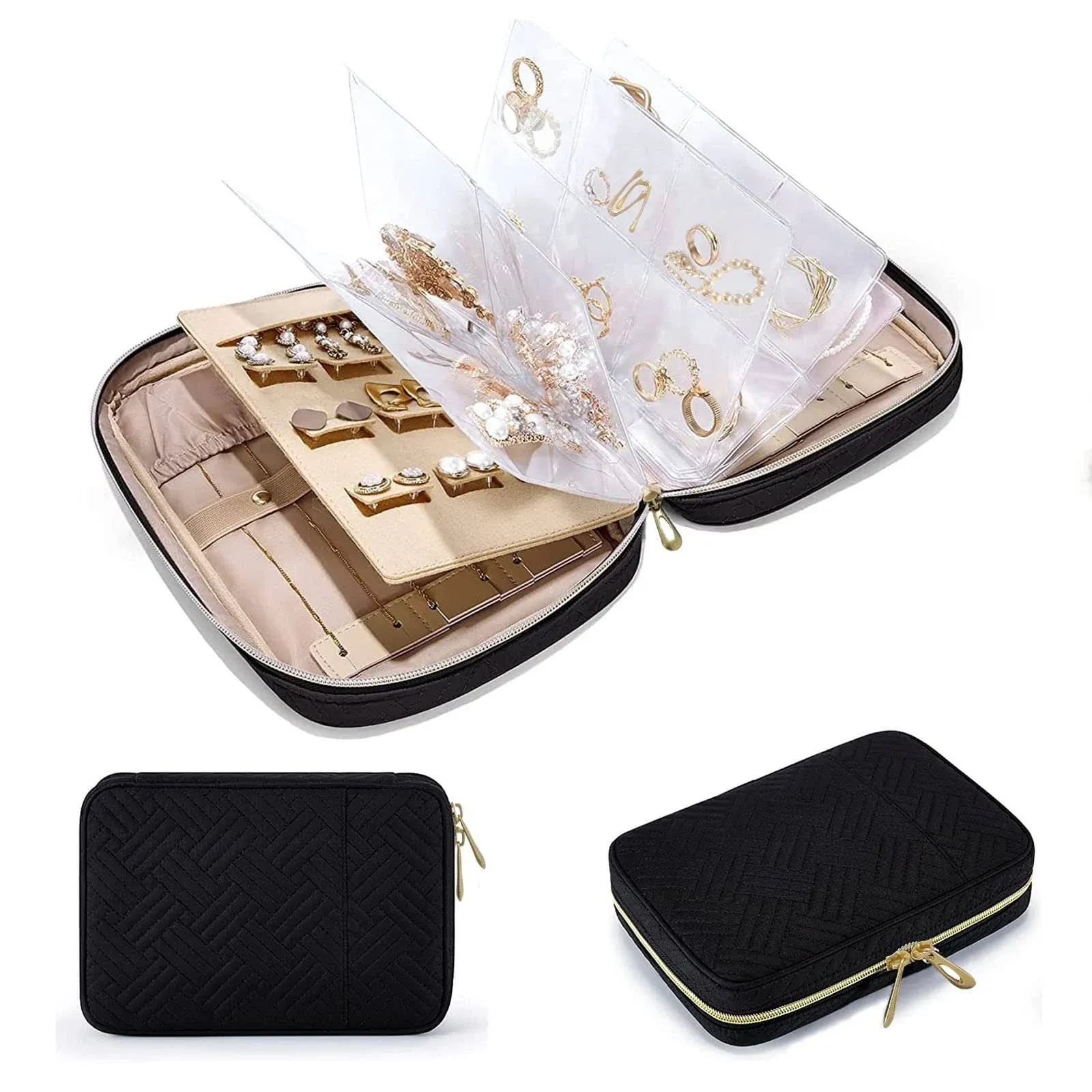 Travel Jewelry Organizer LAEDO Case Transparent Storage Book with Pockets ...