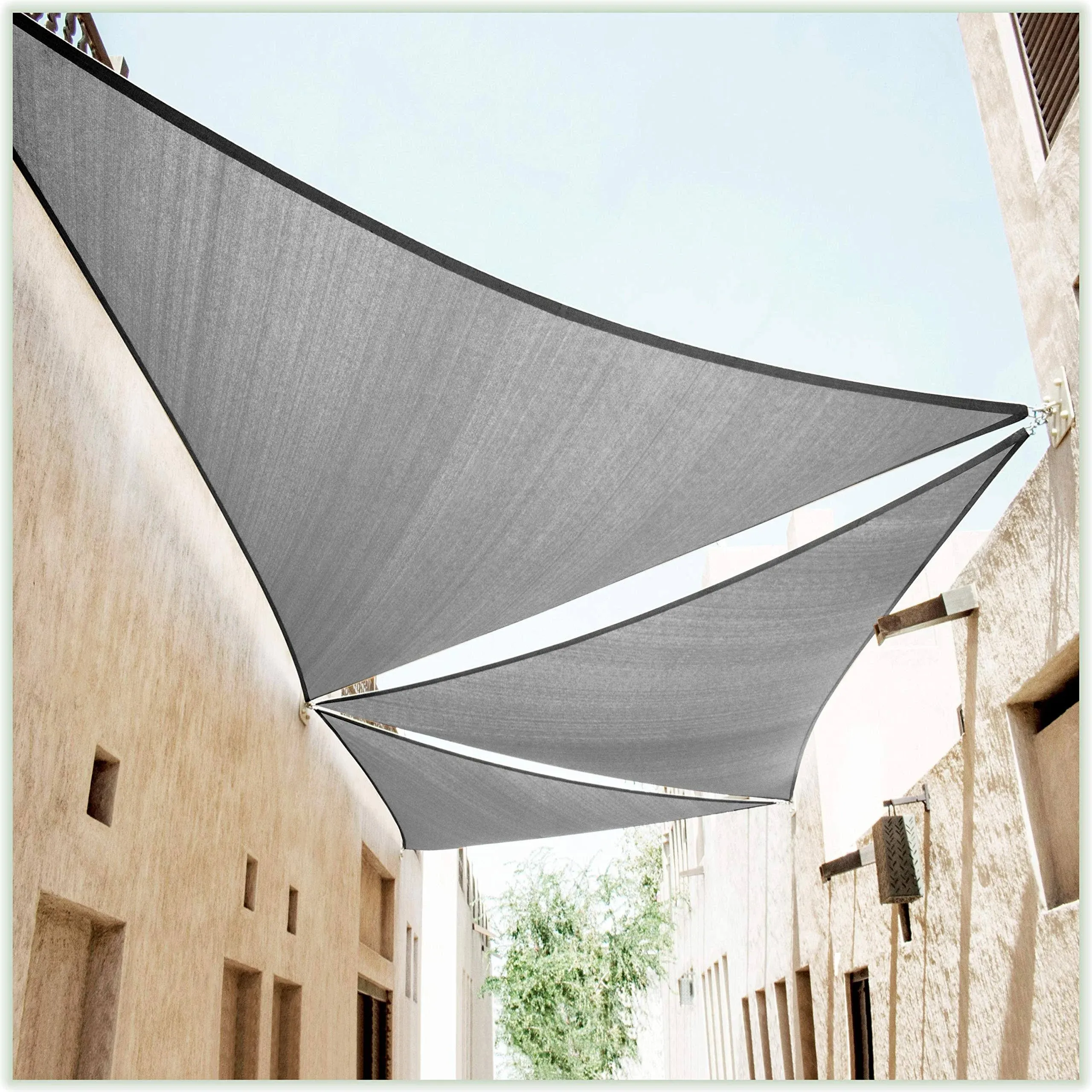 24&#039; X 24&#039; X 24&#039; Grey Triangle Sun Shade Sail Canopy Awning Shelter Fabric Cloth 