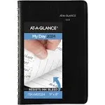 AT-A-GLANCE&#174; DayMinder Daily Appointment Book, 8 x 5, Black Cover, 12-Month (Jan to Dec): 2025 ;