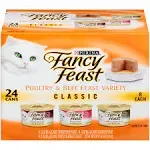 Purina Fancy Feast Poultry & Beef Classic Pate Collection Wet Cat Food Variety Pack - 24 Cans