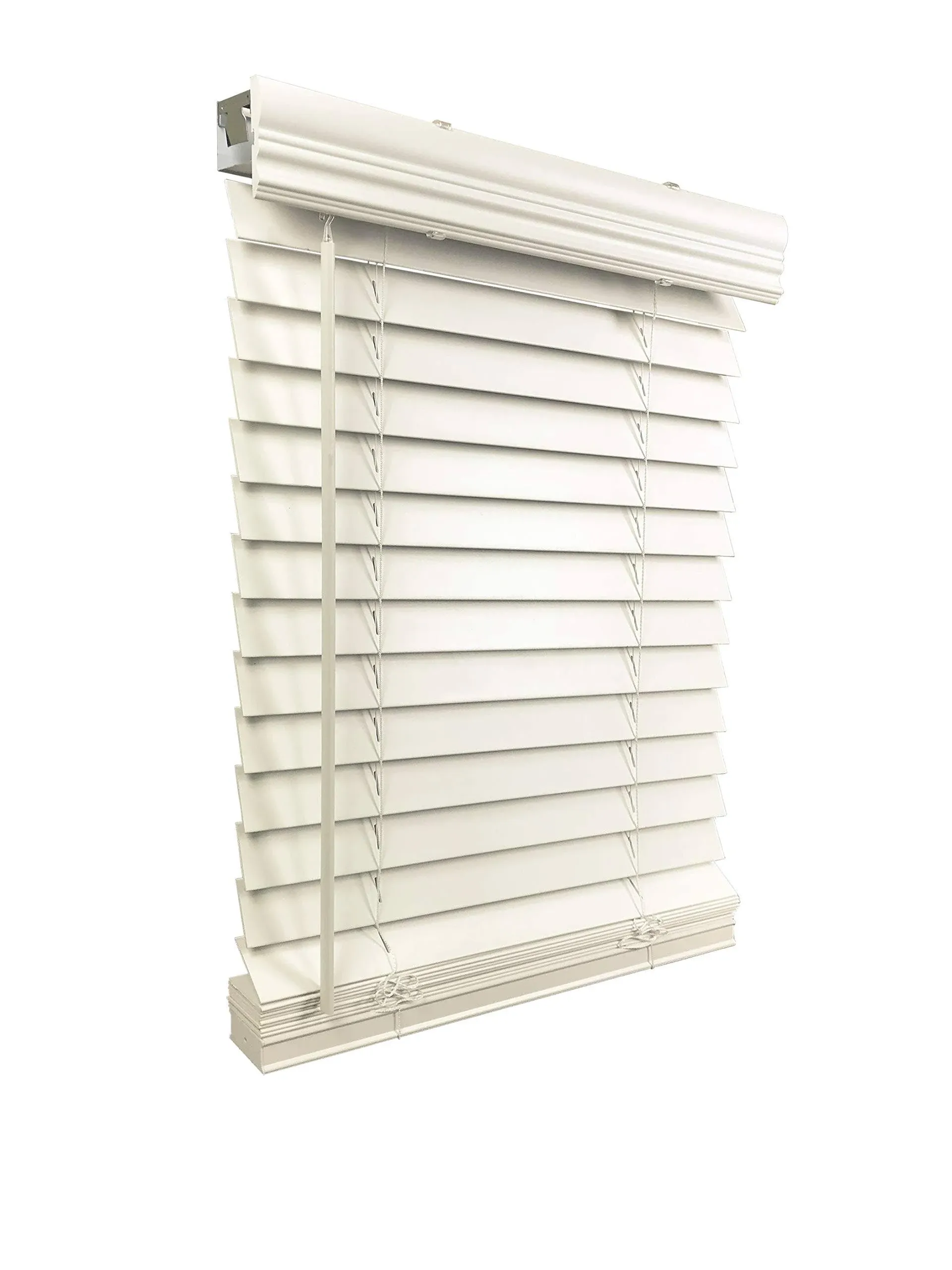 2&#034; Faux Wood 33.5&#034; W x 60&#034; H, Inside Mount Cordless Blinds, 33.5 x 60, White