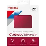 Toshiba Canvio Advance 2TB Portable External Hard Drive Red