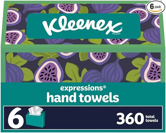 Kleenex Expressions Disposable Paper Hand Towels, 6 Boxes, 60 Towels per Box (360 Total Hand Towels), Packaging May Vary