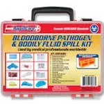 Rapid Care First Aid 839-LGBBK-1 Premium Bloodborne Pathogen & Bodily Fluid Spill Clean Up Kit, OSHA Compliant, Wall Mountable, 10" x 8" x 3.5",Red/Clear