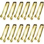 JCREN 12 Pcs Serving Tongs, Small Serving Utensils for Parties Catering Gold Ton