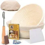 Criss Elite Bread Banneton Proofing Basket, Round 9" Set of 2, Sourdough Bread Baking Supplies Starter Kit, Bread Making Tools, Bread BAS