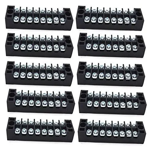 10-Pack 8 Positions Dual Rows 600V 15A Wire Barrier Block Screw Terminal Stri...