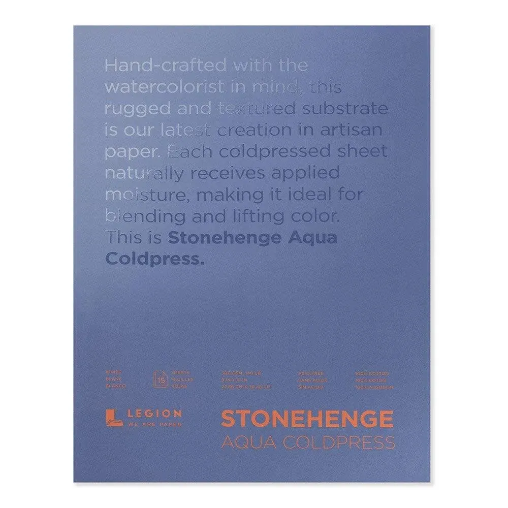 Legion Stonehenge Aqua Watercolor Block , 140 Cold Press, 9 x 12 Inches, 15 ...