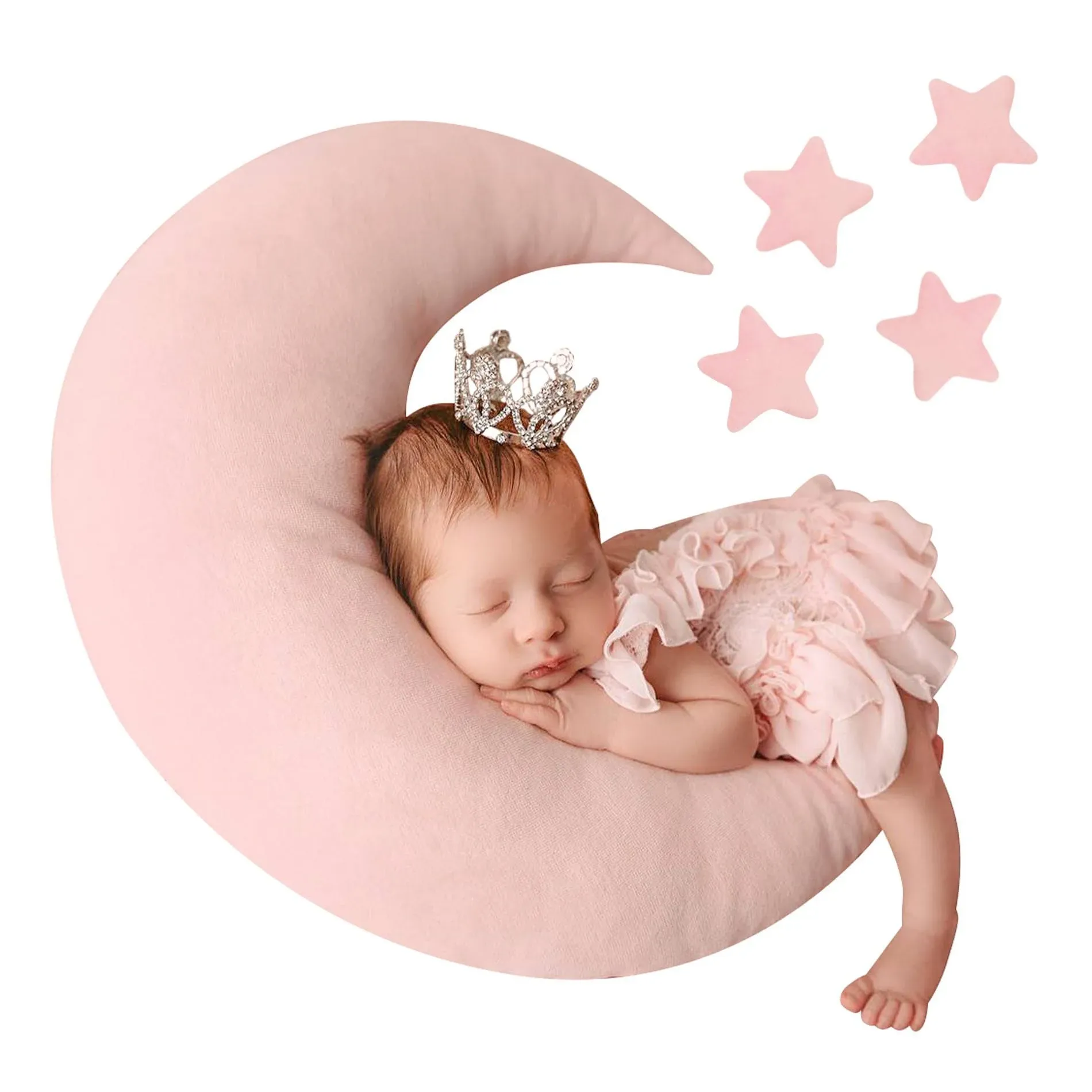 IGMaryBox Baby Moon Star Pillow Newborn Posing Pillow Newborn Photography Prop Newborn Photography Posing Pillows Newborn Photography Props Set(Pink)