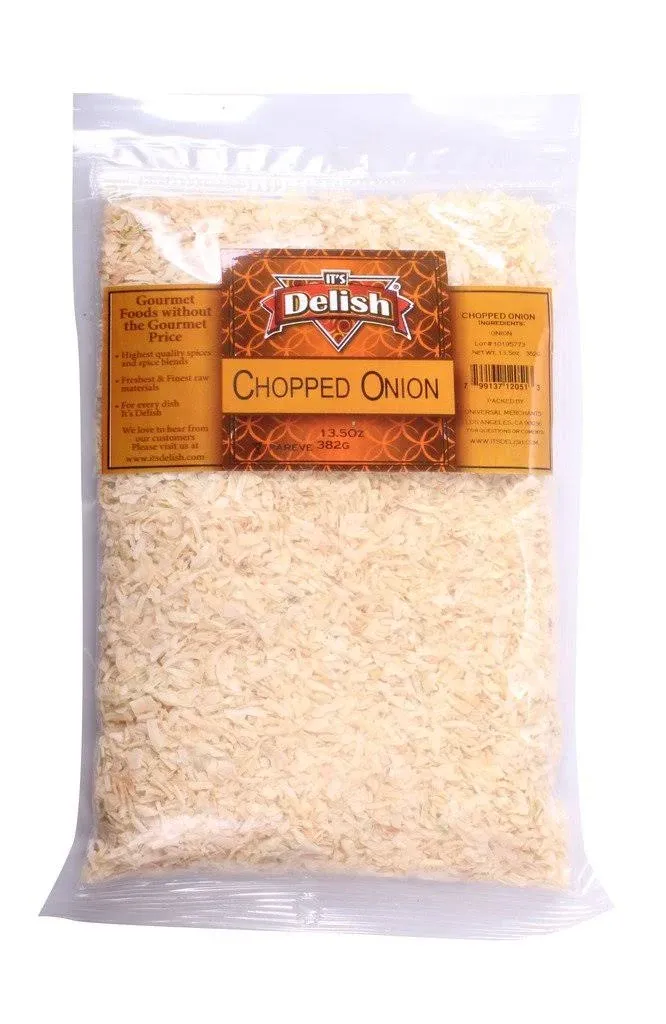 Gourmet Dried Chopped Onion by It’s Delish, 1 Lb (16 Oz) - No Preservatives, All Natural Dehydrated Onions Flakes, Certified Kosher